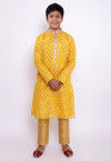 Woven Chanderi Silk Jacquard Kurta Set in Yellow