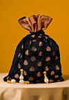 Woven Chanderi Silk Potli Bag in Black