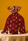 Woven Chanderi Silk Potli Bag in Maroon