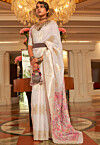 Woven Chanderi Silk Saree in Off White