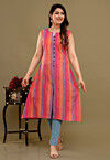 Woven Cotton Aline Kurtas in Multicolor