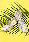 Woven Cotton Jacquard Women Jutti in Off White