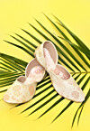 Woven Cotton Jacquard Women Jutti in Off White