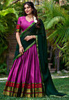 Woven Cotton Lehenga in Purple