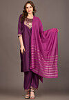 Woven Cotton Pakistani Suit in Dark Purple