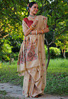 Woven Cotton Saree in Beige