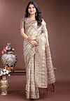 Woven Cotton Saree in Beige