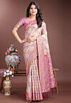 Woven Cotton Saree in Beige