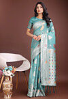 Woven Cotton Saree in Blue