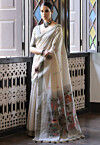 Woven Cotton Saree in Cream