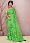Woven Cotton Saree in Green