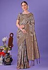Woven Cotton Saree in Grey