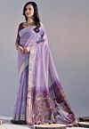 Woven Cotton Saree in Light Purple