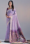 Woven Cotton Saree in Light Purple