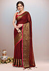 Woven Cotton Saree in Maroon