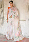 Woven Cotton Saree in Off White