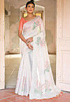Woven Cotton Saree in Off White