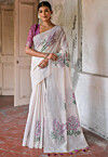 Woven Cotton Saree in Off White