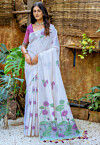 Woven Cotton Saree in Off White