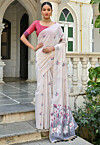 Woven Cotton Saree in Off White