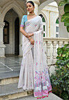 Woven Cotton Saree in Off White