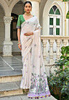 Woven Cotton Saree in Off White