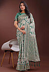 Woven Cotton Saree in Off White