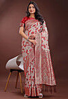 Woven Cotton Saree in Off White