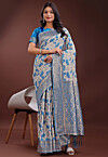 Woven Cotton Saree in Off White