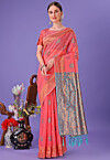 Woven Cotton Saree in Peach