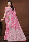Woven Cotton Saree in Pink