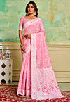 Woven Cotton Saree in Pink