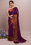 Woven Cotton Saree in Purple