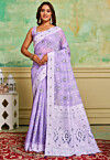 Woven Cotton Saree in Purple