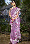 Woven Cotton Saree in Purple