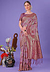 Woven Cotton Saree in Purple