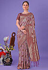 Woven Cotton Saree in Purple
