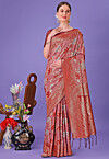 Woven Cotton Saree in Red