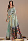 Woven Cotton Saree in Sea Green