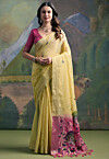 Woven Cotton Saree in Yellow