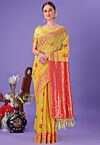 Woven Cotton Saree in Yellow