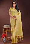 Woven Cotton Saree in Yellow