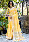 Woven Cotton Saree in Yellow