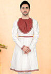 Woven Cotton Silk Kurta in Off White