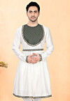 Woven Cotton Silk Kurta in Off White