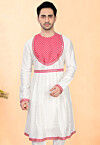 Woven Cotton Silk Kurta in Off White