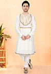 Woven Cotton Silk Kurta Set in Off White