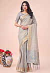 Woven Cotton Silk Saree in Grey