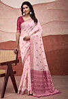 Woven Cotton Silk Saree in Peach