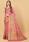Woven Cotton Silk Saree in Pink